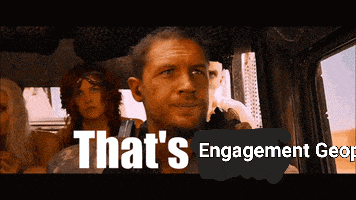 a man in a car with the words that 's engagement gear on the bottom