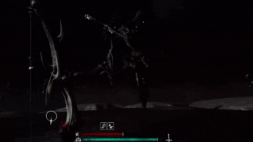 a screenshot of a video game with a monster coming out of the ground in the dark .