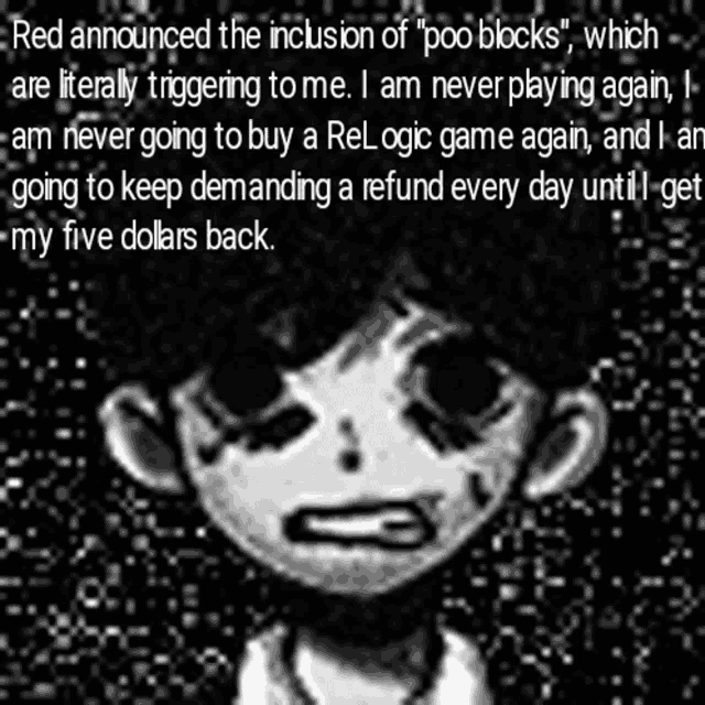 a black and white drawing of a person with a caption that says " red announced the inclusion of " poo blocks "