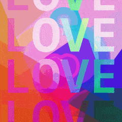 a colorful background with the word love written in white