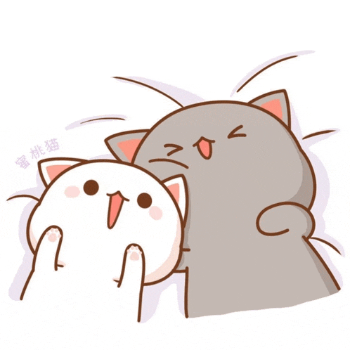 a cartoon drawing of two cats with chinese writing