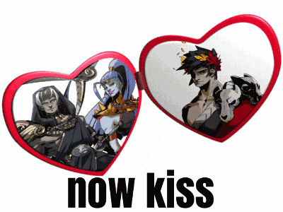 a picture of a man and woman with the words now kiss below them