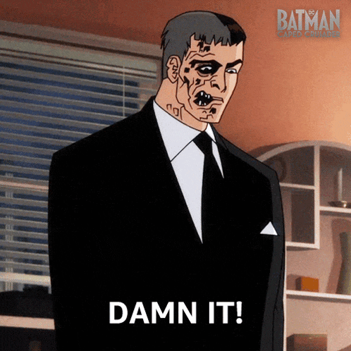 a cartoon of a man in a suit says damn it