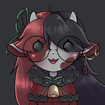 a cartoon drawing of a girl with long red hair and horns