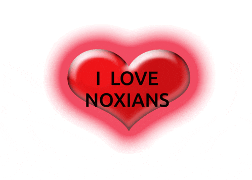 a red heart with the words i love noxians written on it