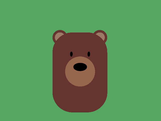 a cartoon bear with a green background and a yellow circle in the background