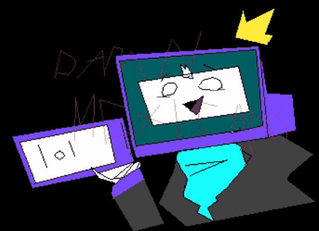 a pixel art drawing of a computer with the word lol written in red