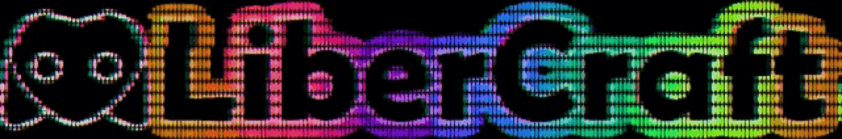 a rainbow colored sign that says @libercraft on it