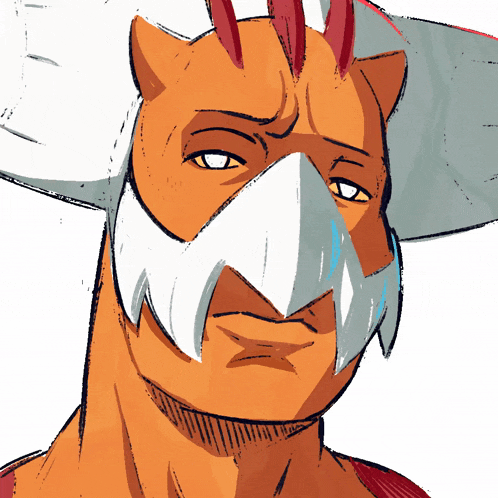 a cartoon drawing of a horse with horns and a white beard