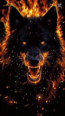 a wolf with fire coming out of its mouth