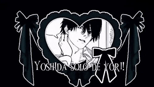 a picture of a person with the words yoshida solo de yor written on it