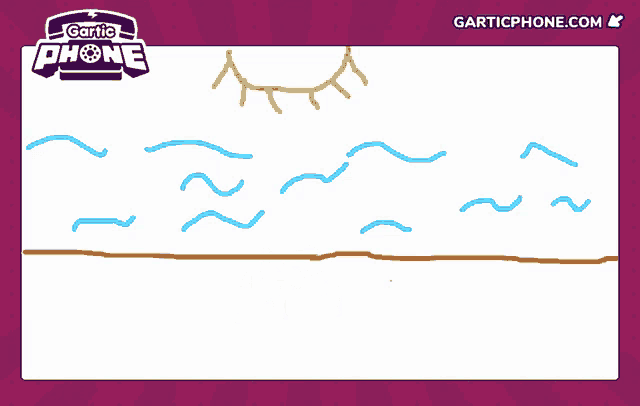 a drawing of a beach with the words garticphone.com on the bottom