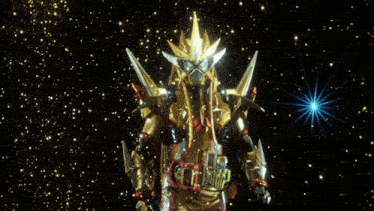 a cartoon character with a crown on his head stands in front of a starry background