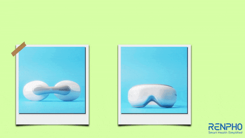 a renpho eye massager is shown on a green background