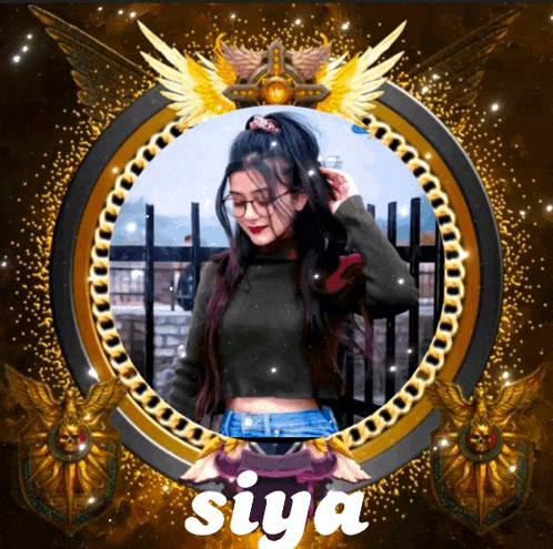 a picture of a girl in a frame with the name siya on it