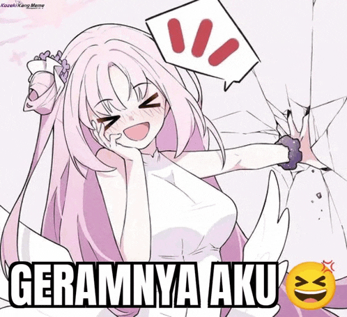 a cartoon of a girl with the words geramnya aku on the bottom