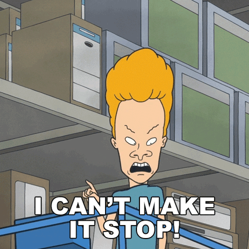 a cartoon character says i can t make it stop