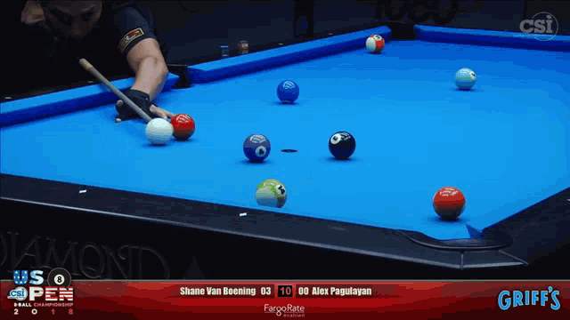 a pool table with the word griffs on the bottom right
