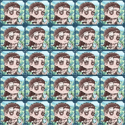 a seamless pattern of cartoon characters including a man with glasses