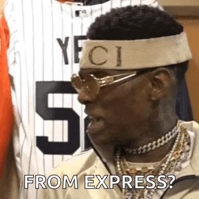 a man wearing a headband and sunglasses is asking from express ?