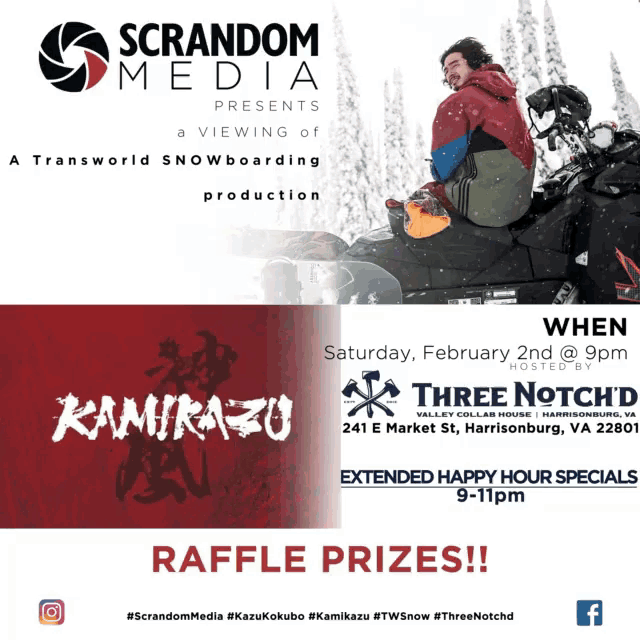 a poster for a viewing of a transworld snowboarding production