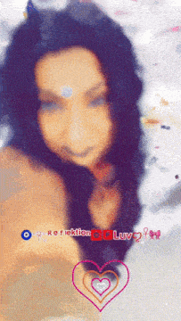 a blurry picture of a woman with the words reflection luv on the bottom right