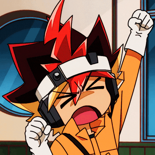 a cartoon character is wearing headphones and making a face