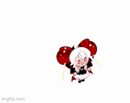 a cartoon girl is holding a stack of red candy apples .
