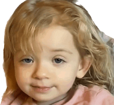 a little girl with blonde hair and blue eyes