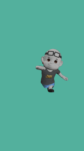 a cartoon character with glasses and a shirt that says zhou