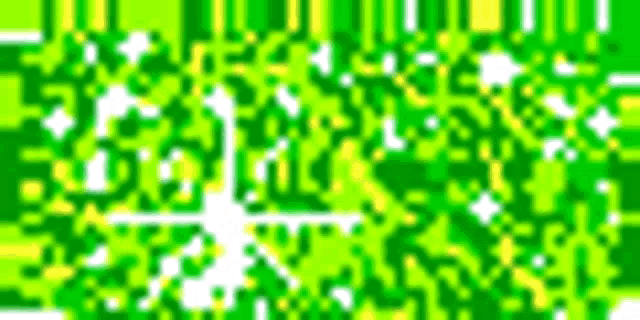 a green and yellow pixelated background with a white border .