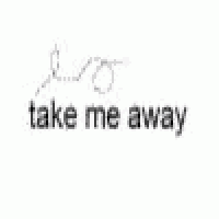 a black and white drawing of the words take me away with hearts .