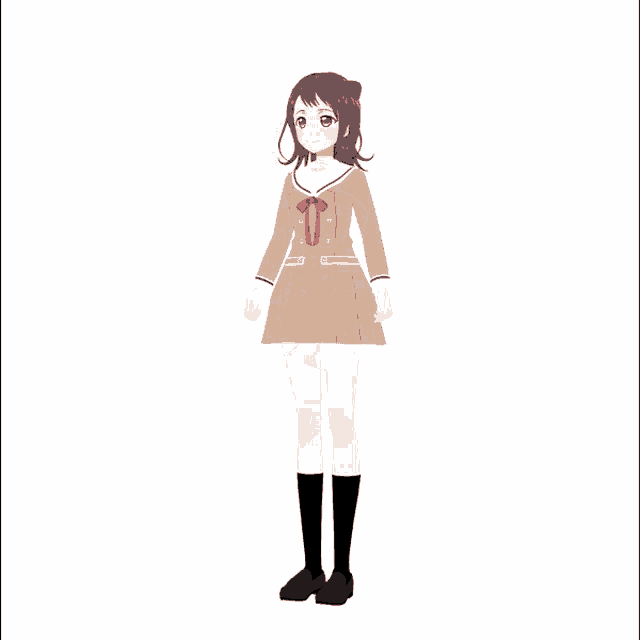 a girl in a school uniform is pointing to something