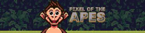 pixel art of a monkey with the words pixel of the apes on the bottom