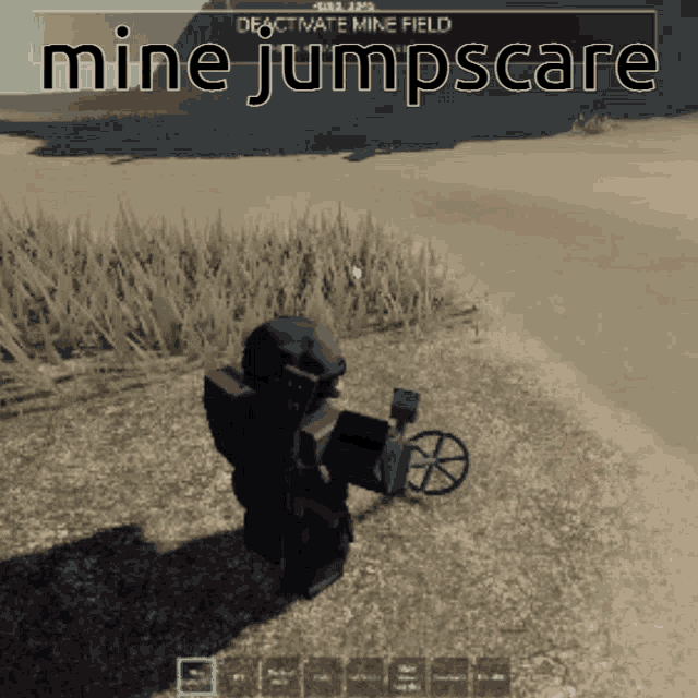 a screenshot of a video game with the words mine jumpscare