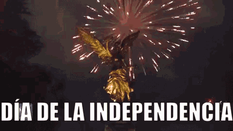 a statue of an angel with the words " dia de la independencia " below it