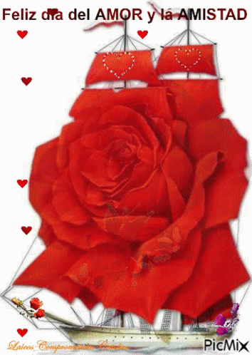 Feliz Dia Del Amor Y La Amistad Rose GIF - Feliz Dia Del Amor Y La Amistad Rose Ship GIFs