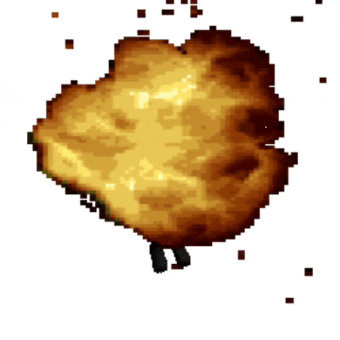 a pixel art illustration of a large explosion with a white background