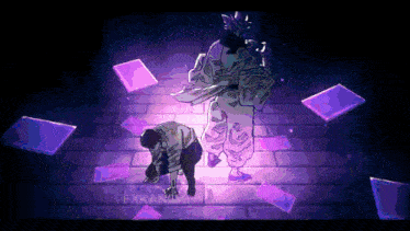 a pixel art of a man in a kimono standing next to another man in a kimono