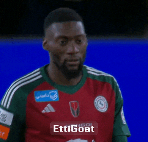a soccer player wearing a red and green jersey with hongoi on it