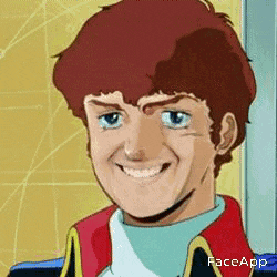 a close up of a cartoon character 's face with a smile on his face .