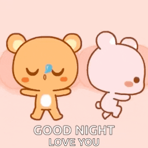 a cartoon of a teddy bear hugging another teddy bear with the words `` good night love you '' written on it .