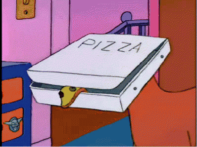 a cartoon of a pizza box with a snake in it