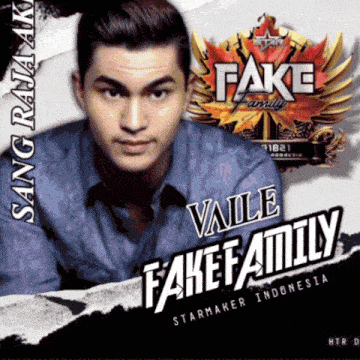 a poster for fake family starmaker indonesia shows a man in a blue shirt
