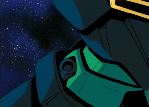 a cartoon of a green robot with a yellow light coming out of it