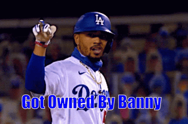 a baseball player with the word got owned by banny on it