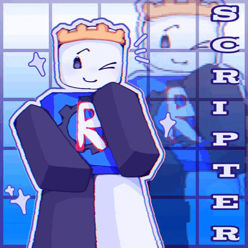 a cartoon character with a crown and the word scripter on the bottom right