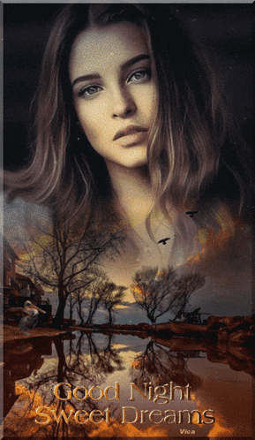 a painting of a woman with the words good night sweet dreams on it