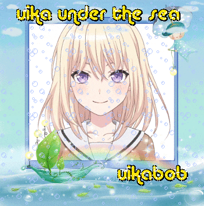 a picture of a girl with the words uka under the sea above her