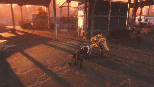 a video game scene with a yellow sign that says subway